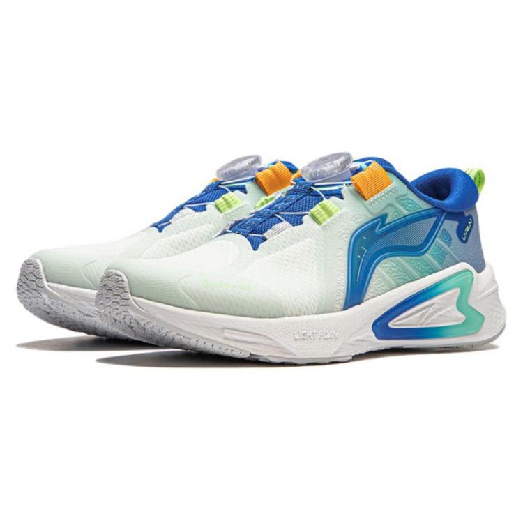 Li Ning Children Zhuque 1.0 Fabric Light Foam Low Top Running Shoes Kids Sneakers Blue White YKFU004-9