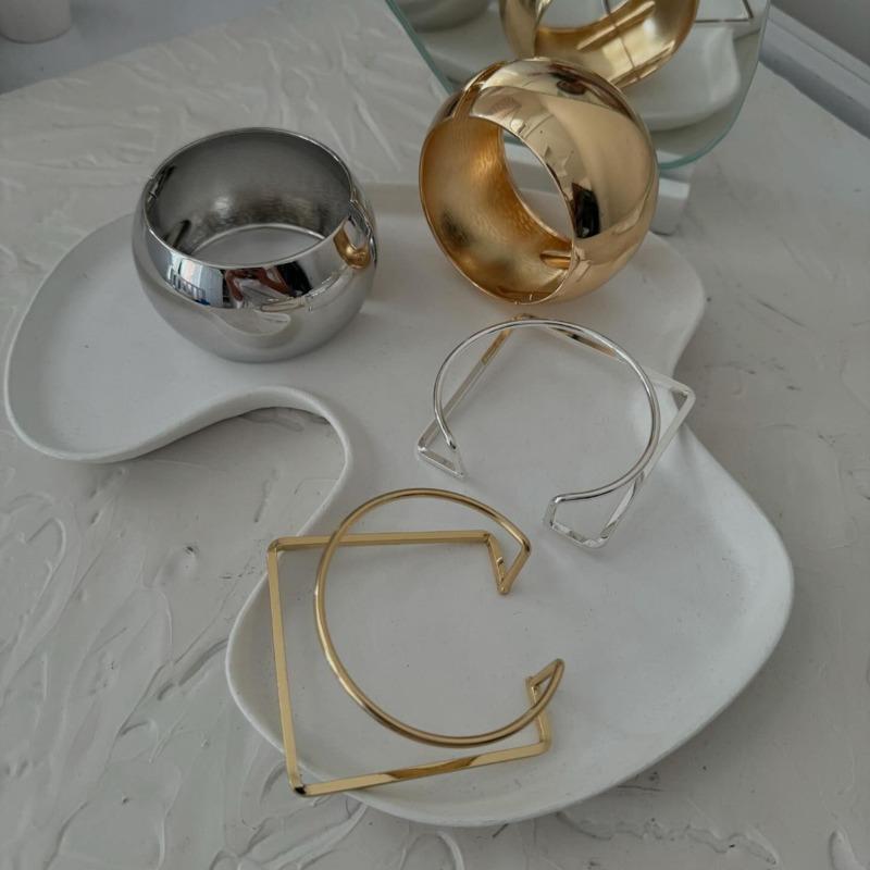 Glossy open bracelet alloy jewelry women's simple wide-sided round bracelet exaggerated style jewelry