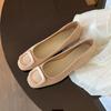 Grape mother has the same temperament, round head square buckle, shallow mouth suede, versatile flat-soled single shoes, lazy person with one foot, M