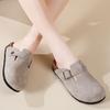 Leather half tray women's shoes round head bag head slippers women's platform casual shoes pure original