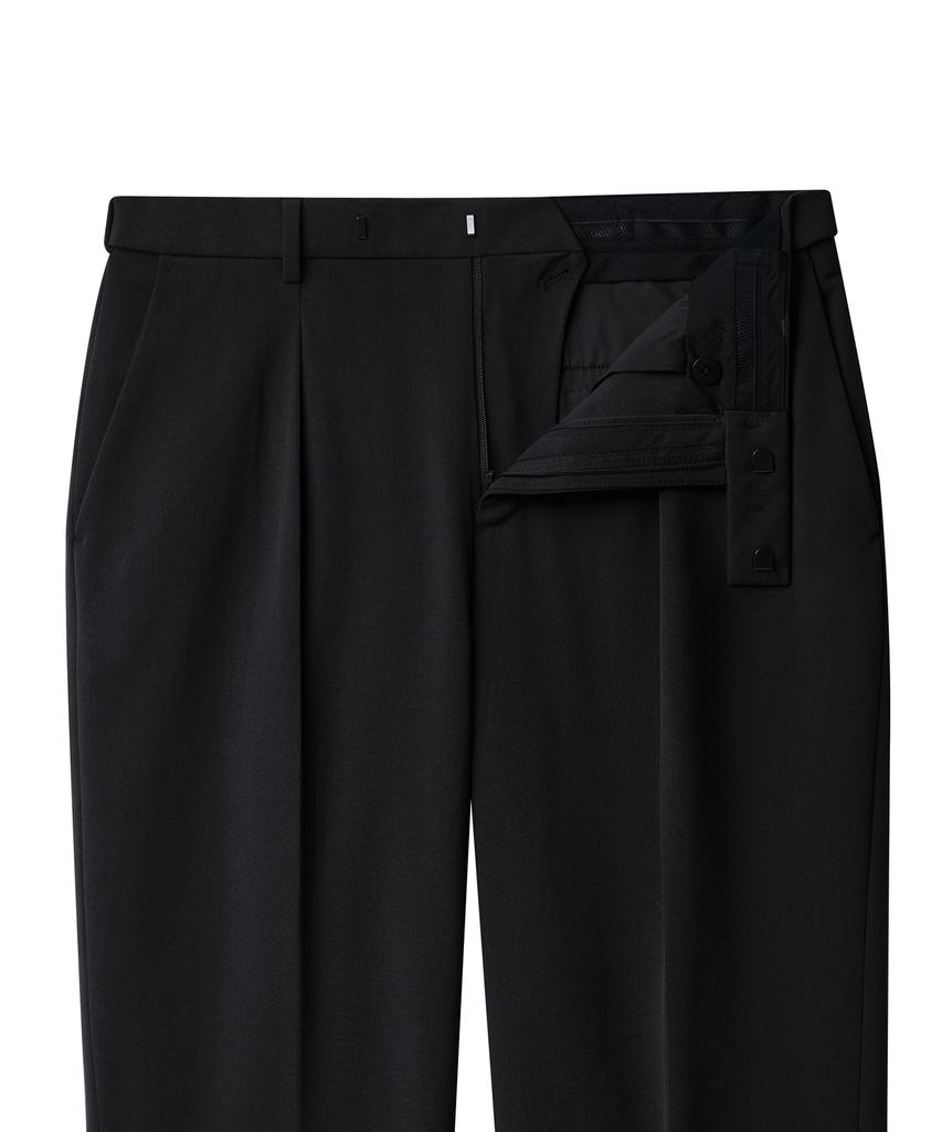 Musinsa Standard Reverse One-Pleat Wide Hidden Banding Slacks [Black]
