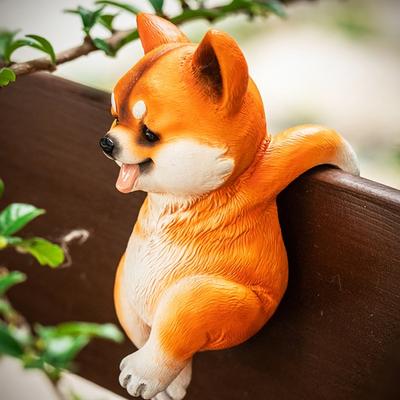 Mini-Hundestatue Miniaturhunde Figur Blumentopf-Hänger, Kletternder Hund Skulptur Gartendekorationen für Bonsais Verzierung