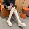 Over-knee Elastic Boots 2025 Autumn New Knight Boots Small Thick Heel Long Tube Shows Height and Thinness Tall Boots