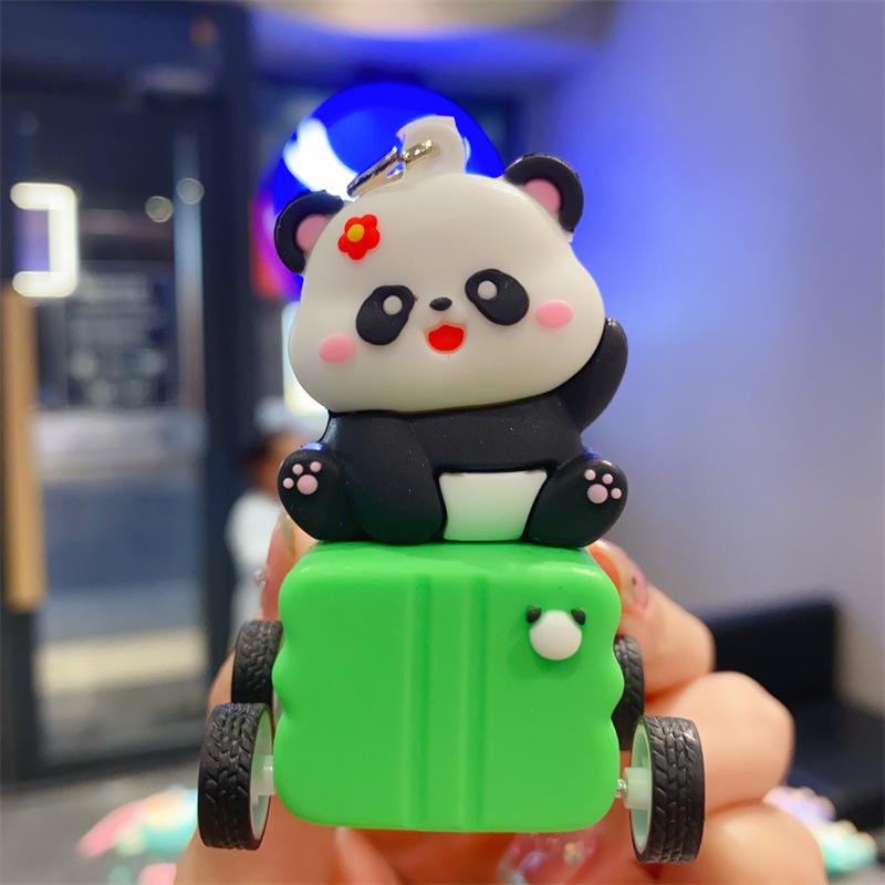 Cute Cartoon Pull Back Car Panda Keychain Bag Pendant Children's Toy Doll Machine Exquisite Small Gifts
