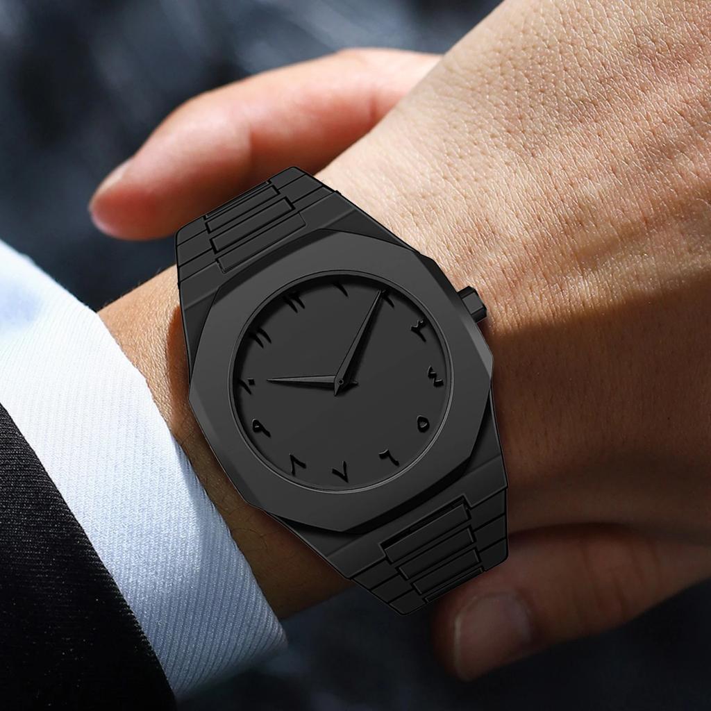 New Trend Fashion Men Watch Business Men Quartz Watch Classic Waterproof Round Watches Art Arabic Digital Dial Men's Clock