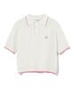 CGP (Women) Wave Logo Symbol Cable Collar Short Sleeve Knit_White