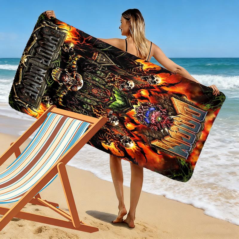 Name Custom Rockstar Doomguy Print Beach Towel, Large Soft Quick Dry Towel for Beach Camping Swimming