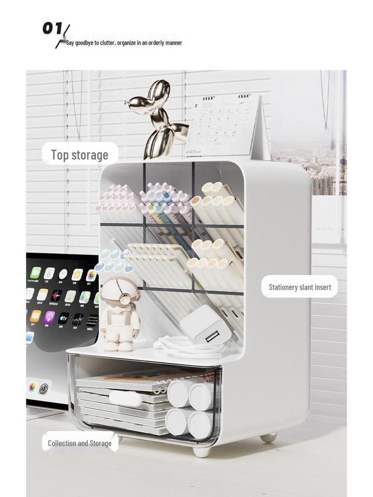 Angled Pen Holder Desk Organizer - Large Capacity