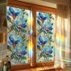 Laser-cut Dreamy Blue Floral Living Room Window Decorative Static Cling Film