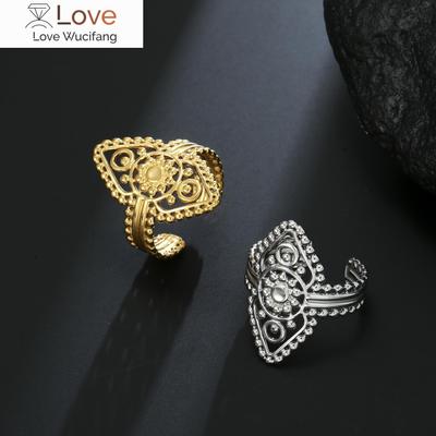 Skyrim Vintage Luksus Rustfritt Stål Ring Dame Gullfarge Åpen Fingerring Bohemsk Smykke Forlovelsesgave Til Kjæreste