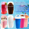 DIY Magic Slushy Maker Squeeze Cup, Portable Smoothie Squeeze Cup for Juices, Milk and Ice Cream Make, Double Layers Silica Cup