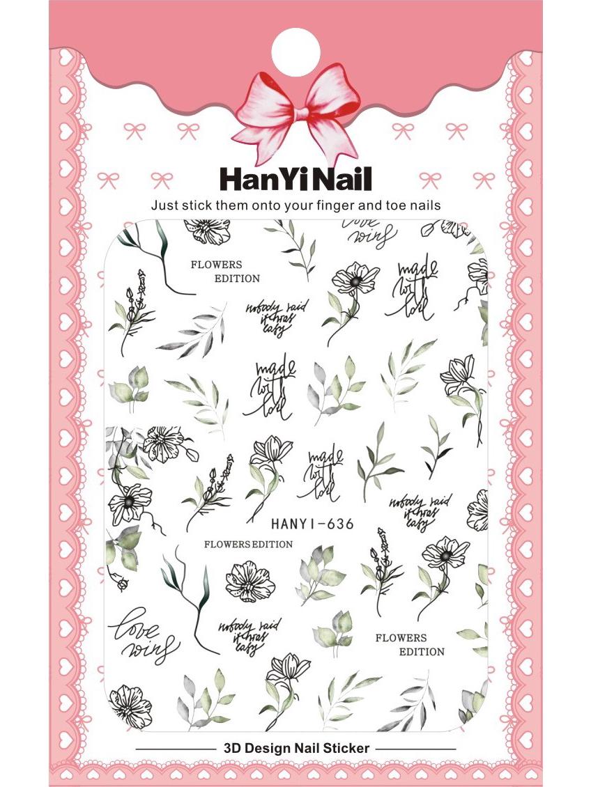 

3D Self-Adhesive Nail Decals: HANYI633-641 Nail Stickers with Small Ornaments