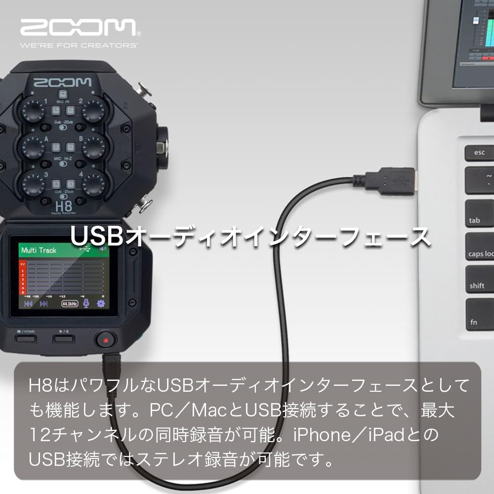 ZOOM H8 Handy Recorder: 12-track recording, 8-channel input, 24-bit float recording, interchangeable microphone capsules, ideal for video and music pr