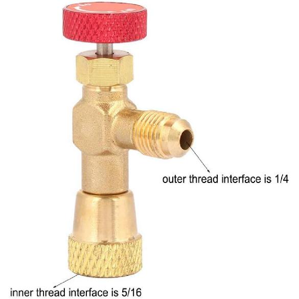 PolaLander 1pc R410A Air Conditioning Refrigerant Valve Adapter 1/4" SAE Male To 5/16" SAE Female Charging Hose Flow Control Valves