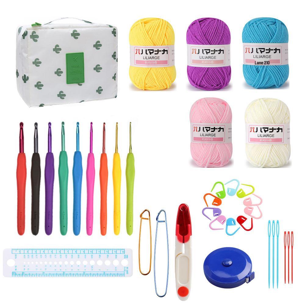 Beginner's 58-Piece Crochet Starter Kit - Complete Set with Portable Wool Knitting Tools
