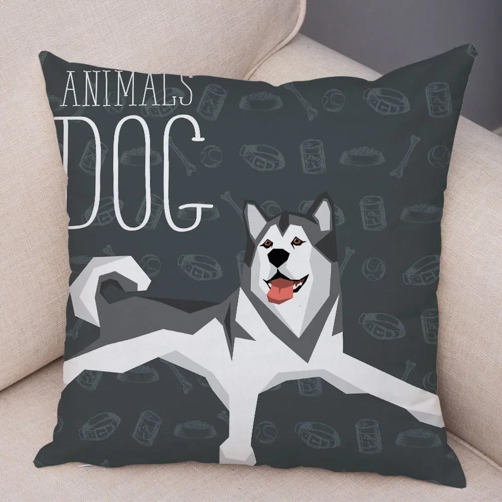 Home Sofa Pillowcase Color Dalmatian Schnauzer Decorative Cushion Cover Cartoon Dog Pet