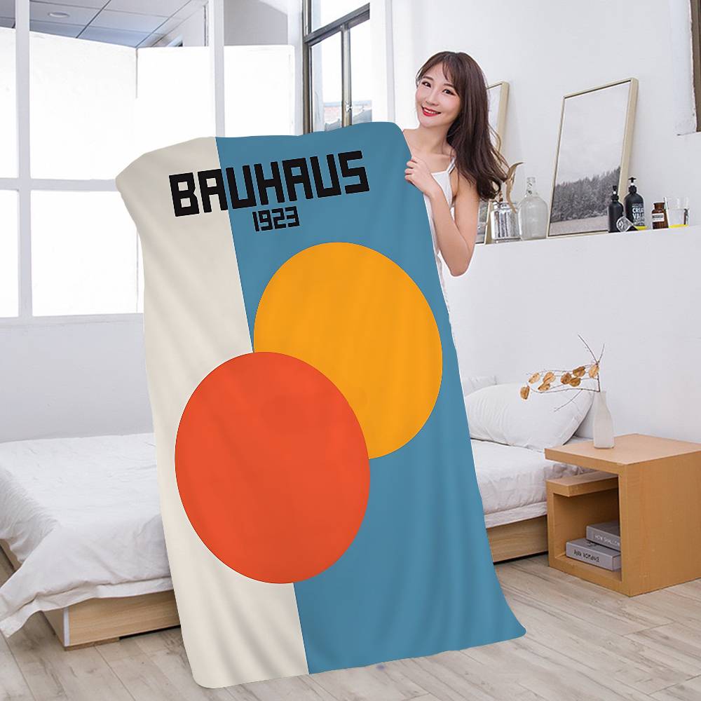 

Bauhaus Trendy Lines Half Circle Bath Towel Microfiber Soft Water Absorbing Breathable For Girl Kids Decorative Cartoon W30*H60(CM)