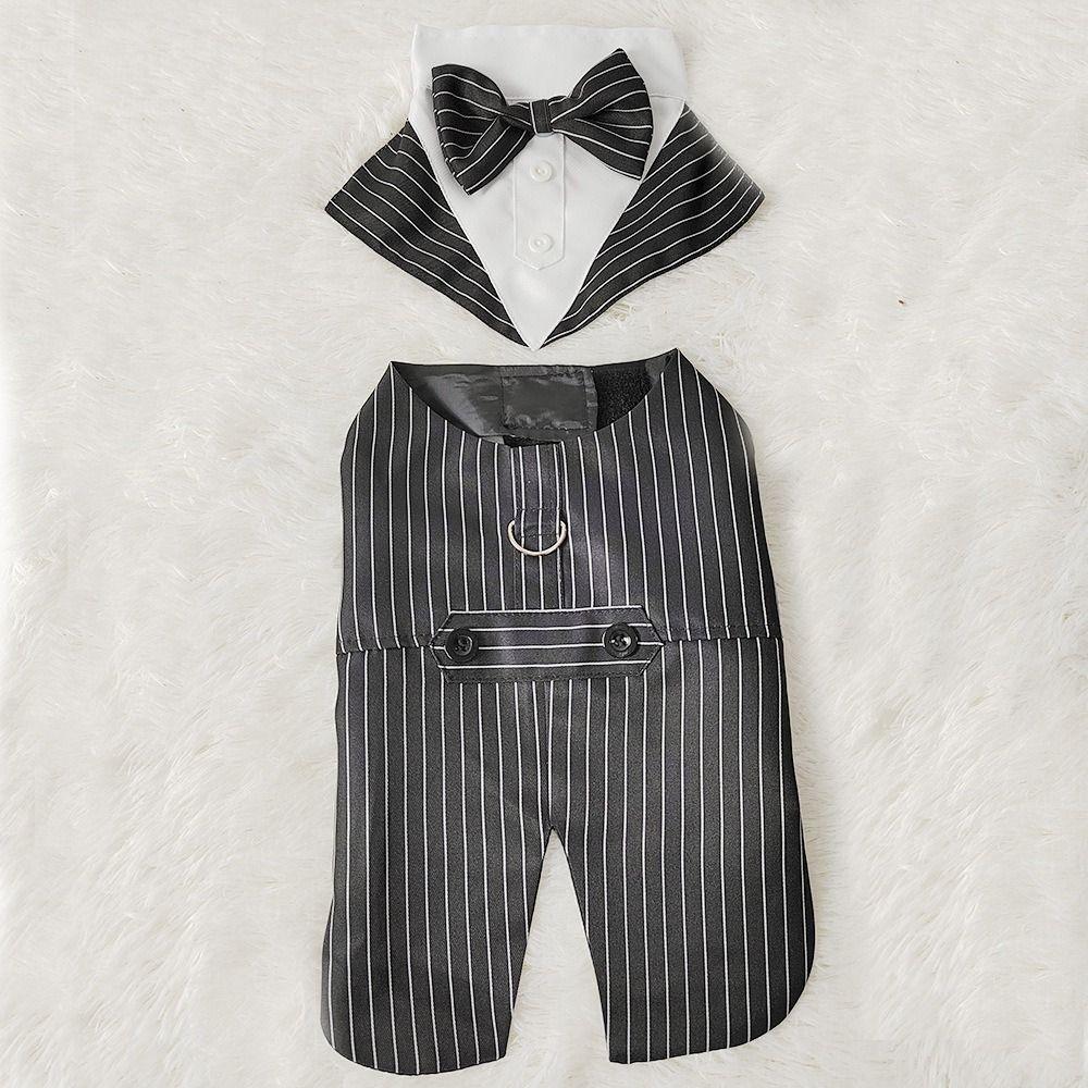 Black/Stripes Dog Tuxedo Costume Detachable Design Large Dog Costume Set Autumn Season