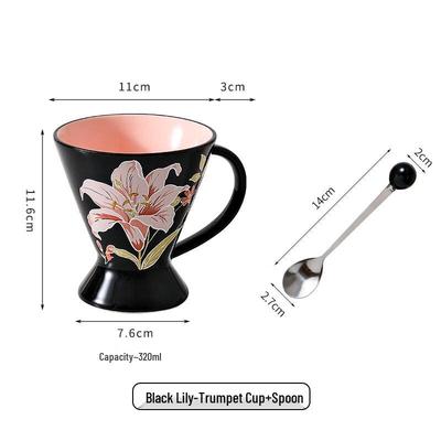 ZISIZ Ceramic Coffee Mug with Spoon