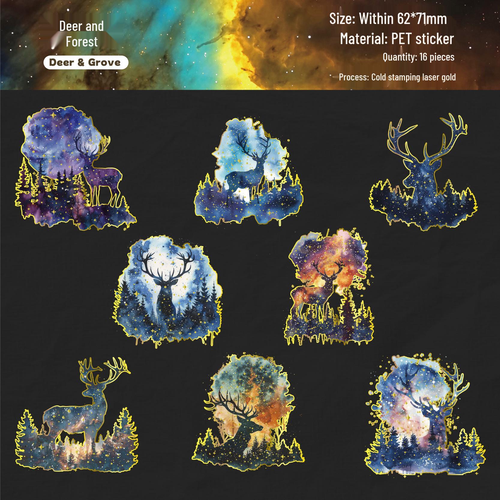 Retro Story Star Gazing Sticker Pack: Butterfly Laser Stamped Journal Decorations, 6 Styles.