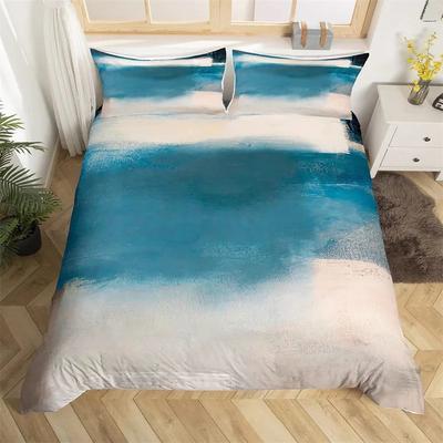 Graffiti Blue Brown Bedding Set Queen Oil Painting Duvet Cover Set For Teen Youth Polyester Watercolor Fluid Ink Comforter Cover