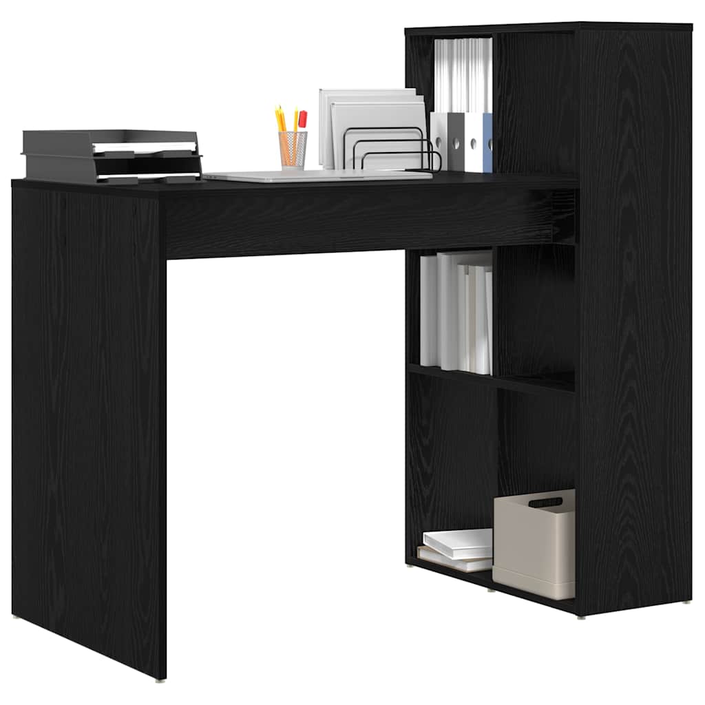Desk with Shelf Black Oak Effect 108 x 55 x 103.5 cm