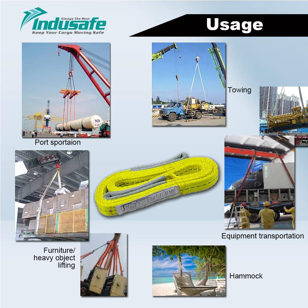 2 Pack 3FT Lift Sling Straps, 2 Ply Polyester Rigging Straps, 1inch Web Sling, 3100LBS Load Capacity Flat Eye-Eye Web Sling for Hoist, Tree Stumps,