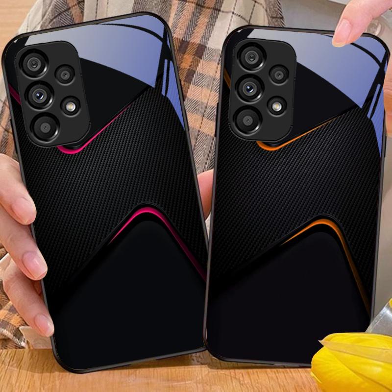 Simples e Grande Para Samsung Galaxy S10 20 Plus 21 FE 22 23 24 FE 25 Ultra Capa de Telefone de Vidro Temperado Preto Concha Rígida