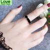 Shouman Rose Gold Color Color White Black Charm Finger Ring Woman Man Custom Engrave Name Bridal Party Event Wedding Occasion Jewelry 316L Stainless