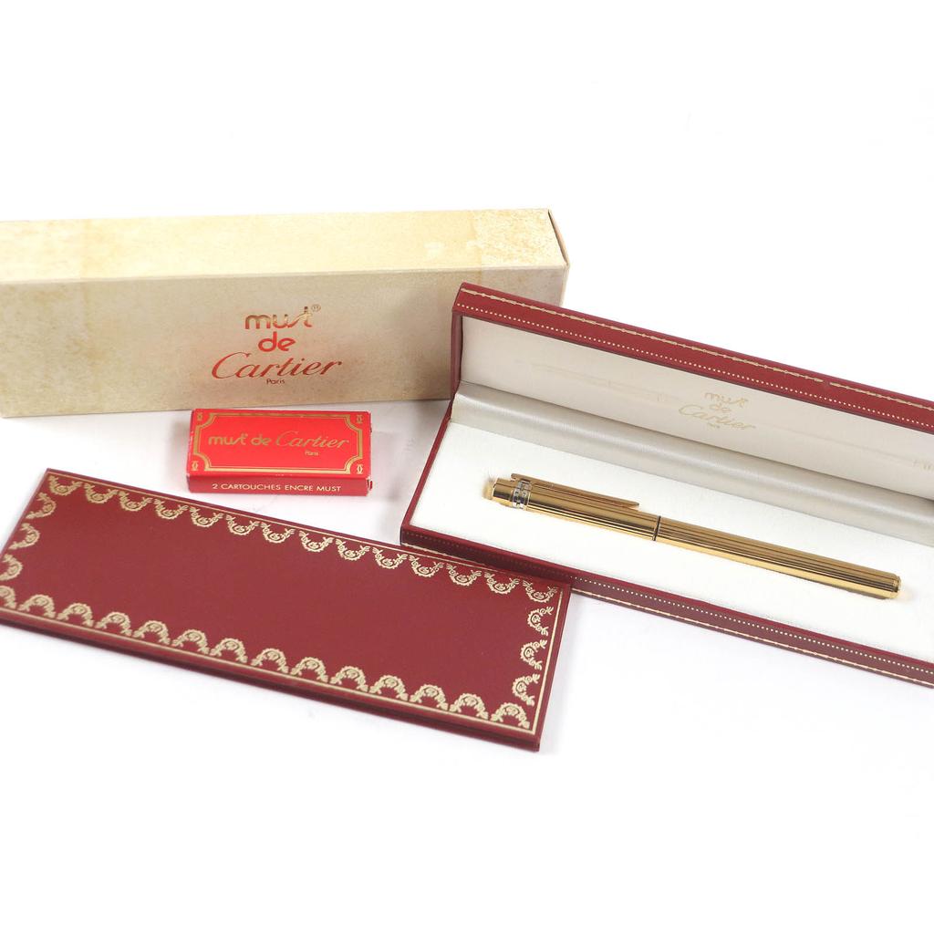 Excellent Cartier fountain pen PANTHERE Must de Cartier Cap Type Gold silver18K  Used