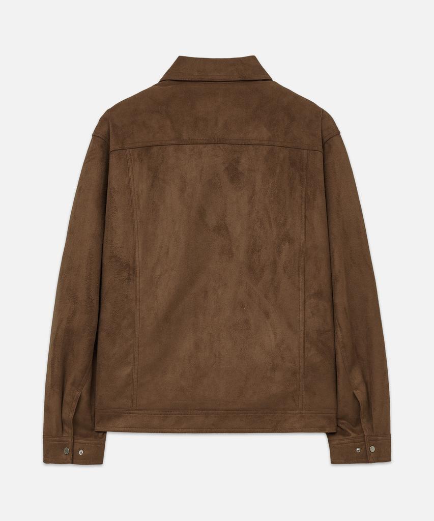 Draw Fit Suede Panel Trucker Zip-Up Jacket [Brown]