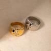 Youthway Low Key Luxury Rhinestone Cross Chubby Stainless Steel Ring For Women Charm Waterproof Jewelry Party Gift