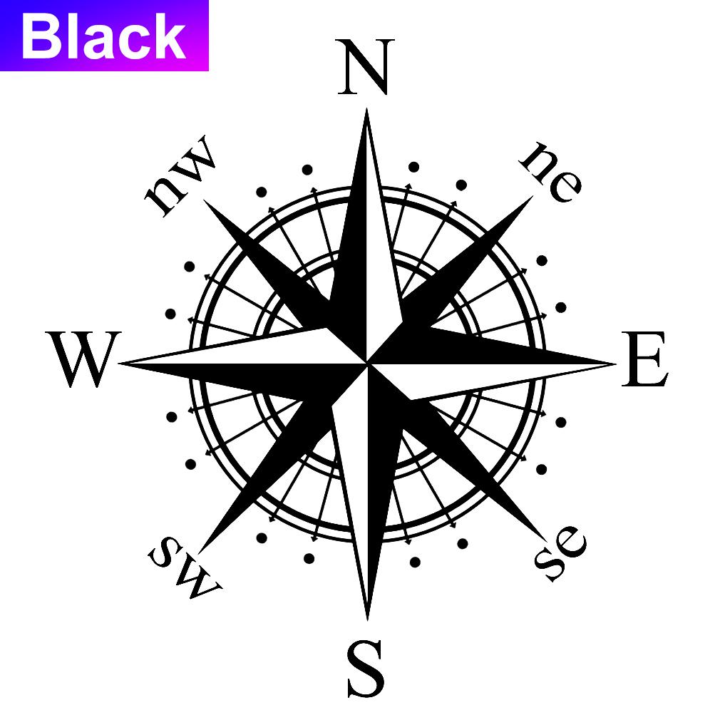 1 stück Universal Auto Aufkleber Kompass Rose Vinyl Aufkleber Reflektierende Motorrad Dekoration Aufkleber Aufkleber Schwarz Weiß Laser