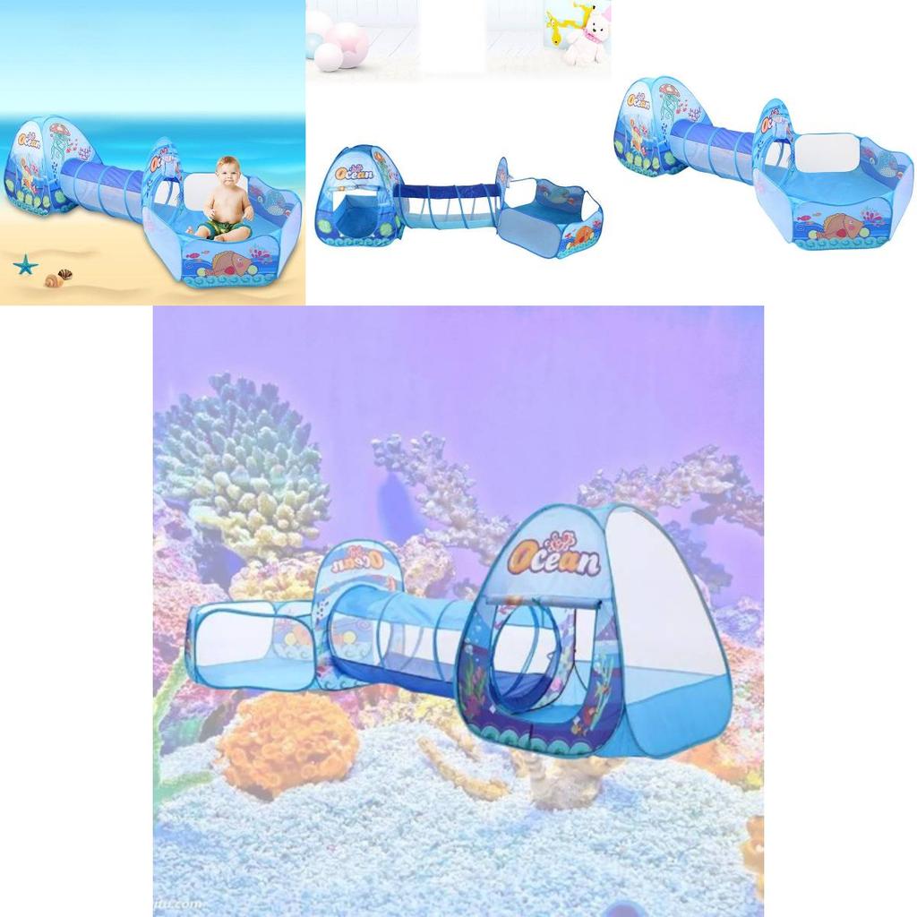 Kids Indoor Outdoor Play Tent Princess House Baby Tunnel Ocean Ball Pool Set Girls Boys