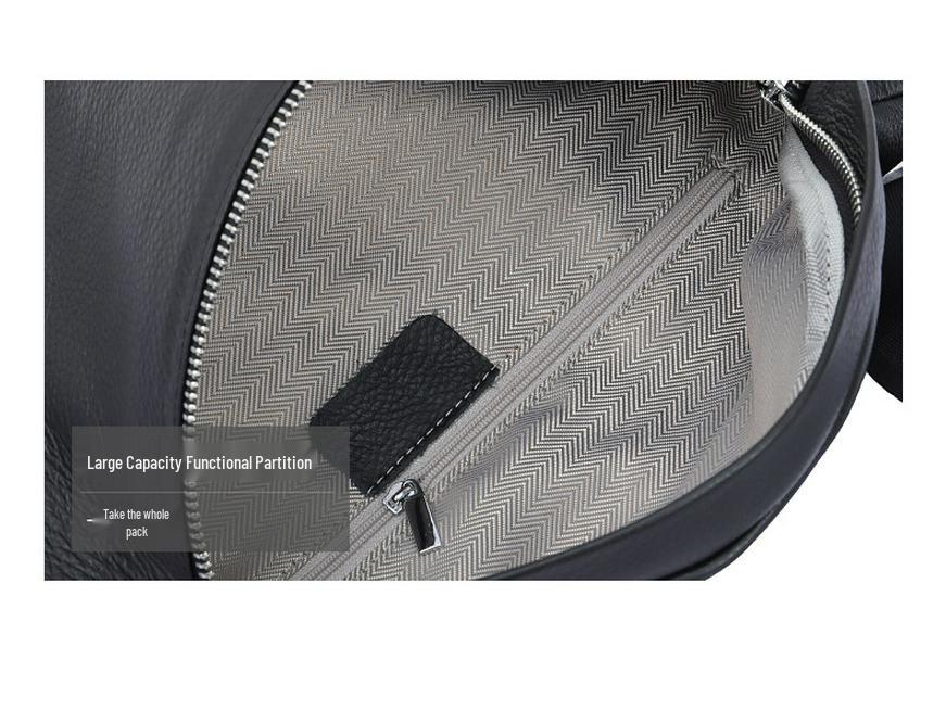 Korean Style Women's Leather Chest Bag: Large Capacity Cowhide Waist & Crossbody Bag with Trendy Chain