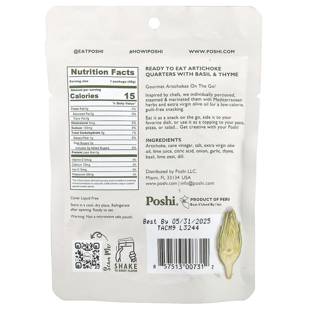 Poshi, Artichoke, Basil & Thyme, 1.58 oz (45 g)