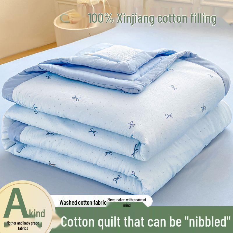 Xinjiang Cotton Summer Quilt - Double or Single Air Conditioning, Machine-Washable, Dorm-Friendly, Lightweight Cool Quilt