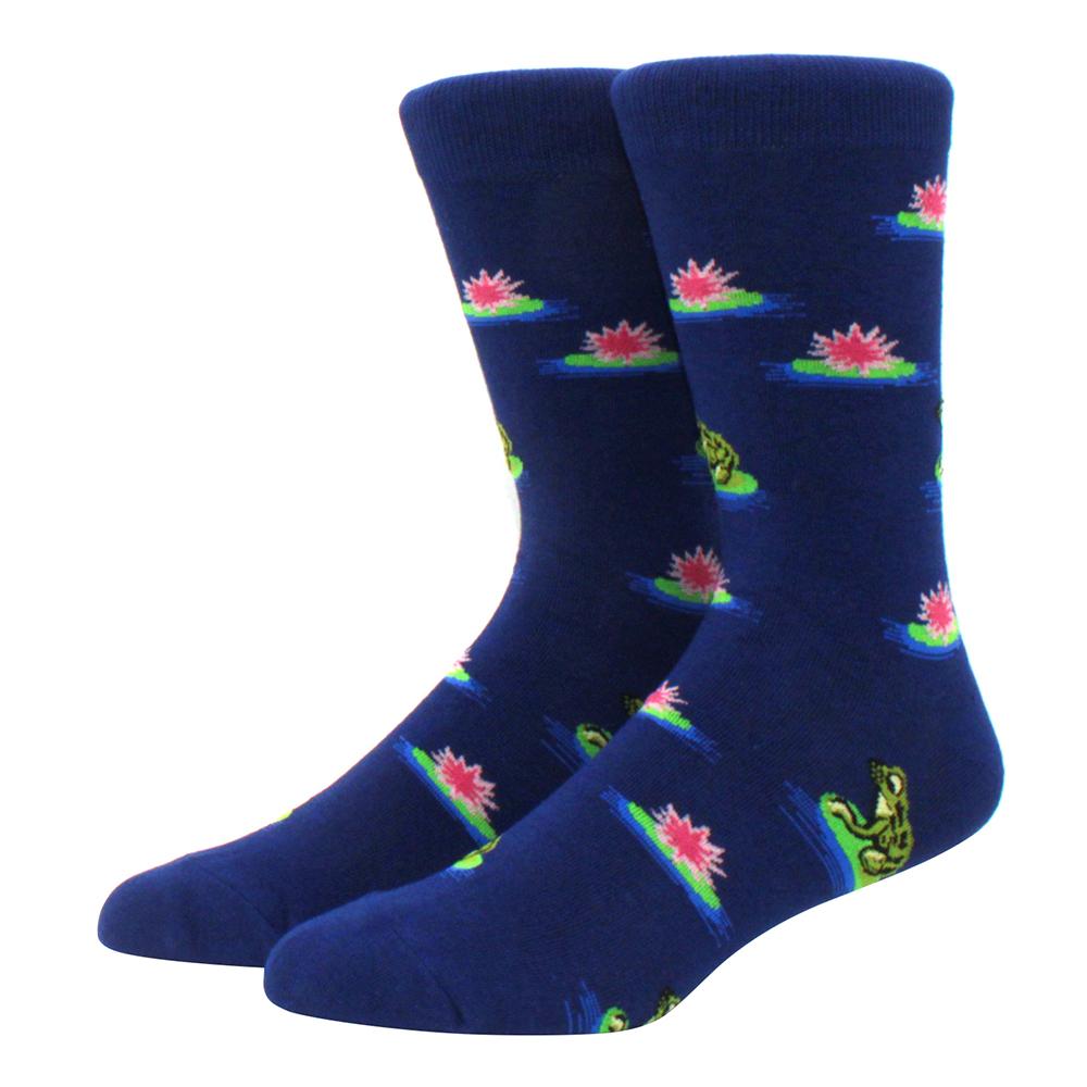 brand new men's socks colorful combed cotton crew socks Jacquard striped knee high socks for Funny men business casual dress