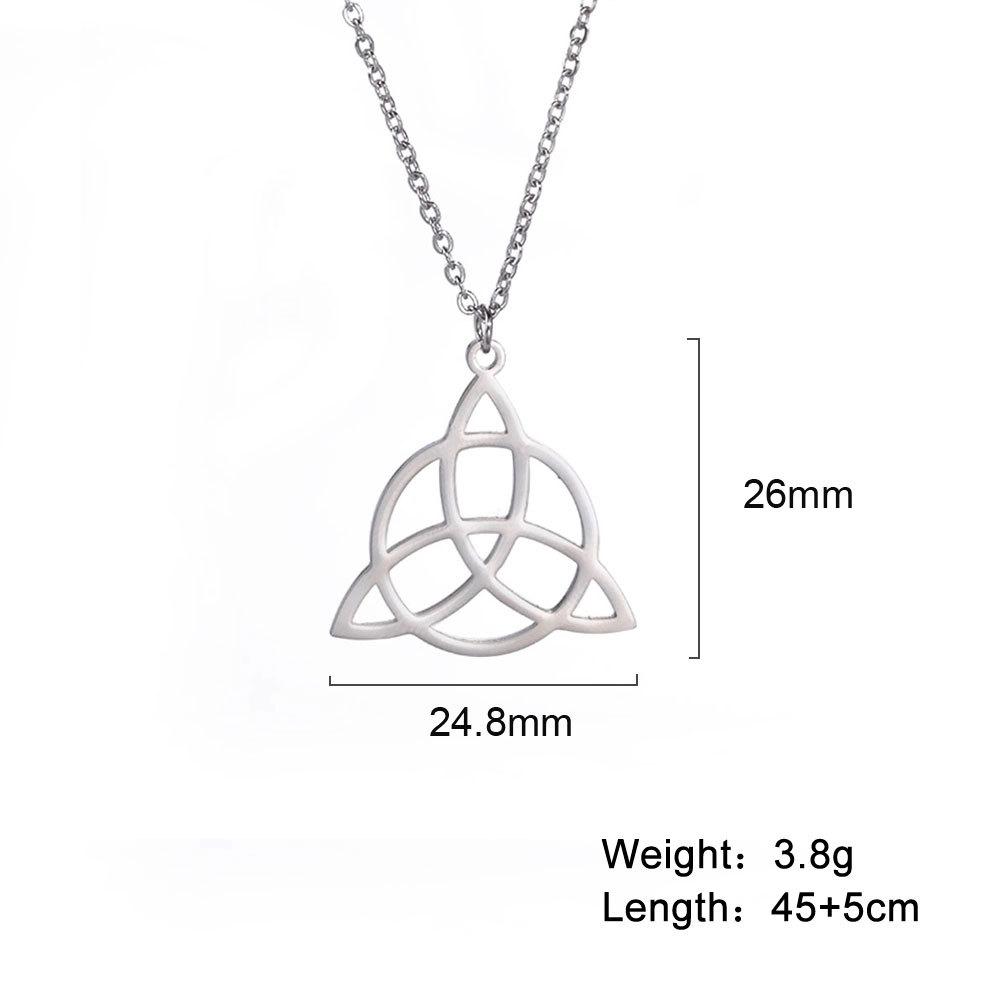 Geometric Triangle Circle Arc Hollow Pendant Necklace Titanium Steel Jewelry