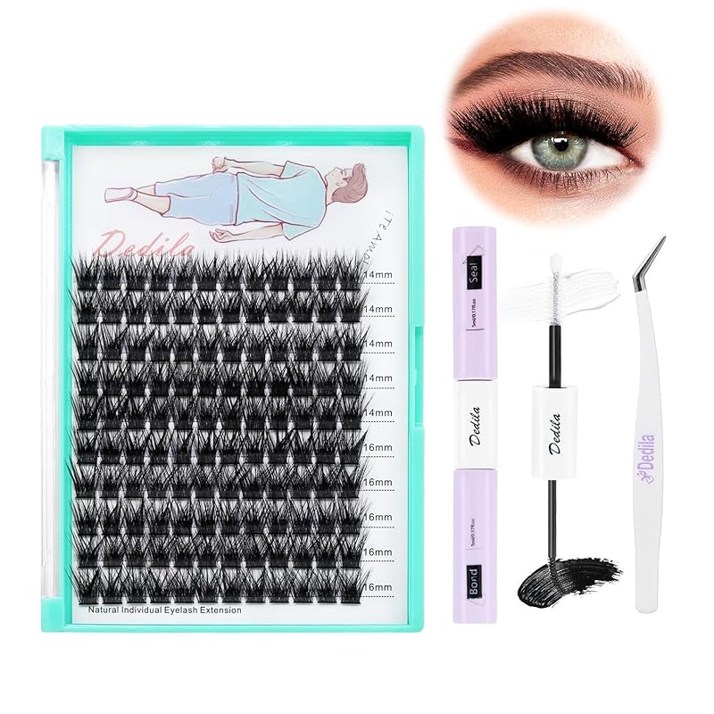 Large Tray-Grafted Wide Rod Individual False Eyelashes Thick Base 120 Cluster D Curly Hair Naturally Dense Eyelashes 8-20 Mm Optional (14 Mm)