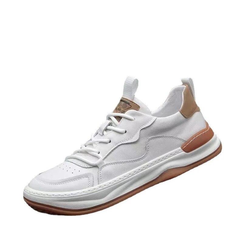 Genuine Cow Leather Men Sneakers Male  New Man Comfortable Hollowed Breathable Casual Sports Shoes Men's Chaussure Homme