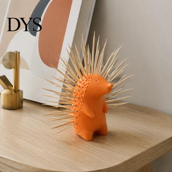 Unique Desk Organizer Hedgehog Toothpick Holder, 3D Printed Animal Stand, Cute Refillable Small Desktop Storage Box Dispenser for Home Office