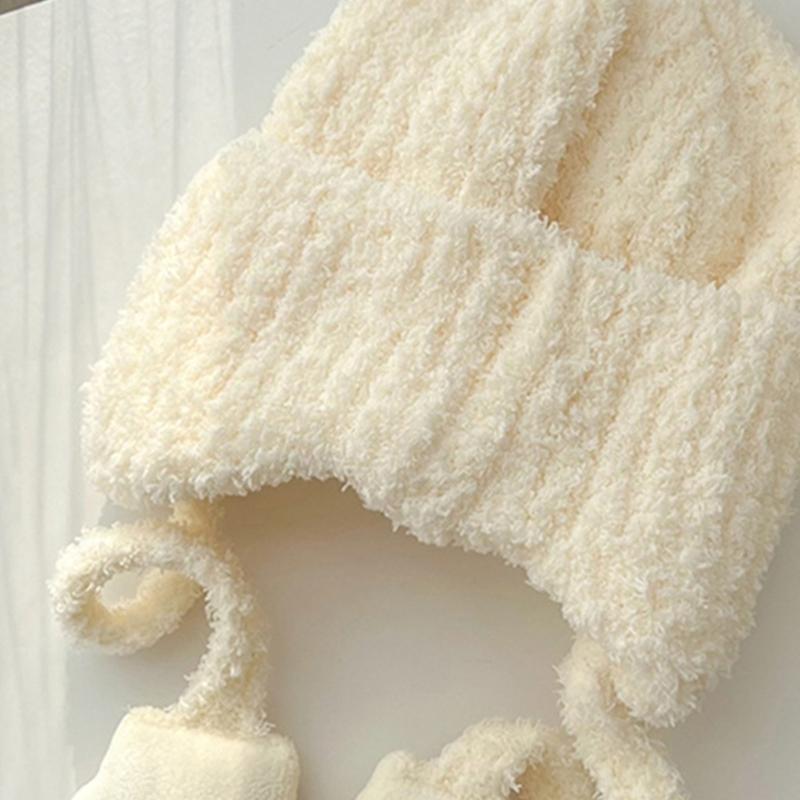 Autumn Winter Warm Hat with Earflap and Chin Strap Ties Cute Cartoon Beanie Cap Soft Bonnet Warm Headwear for Kids