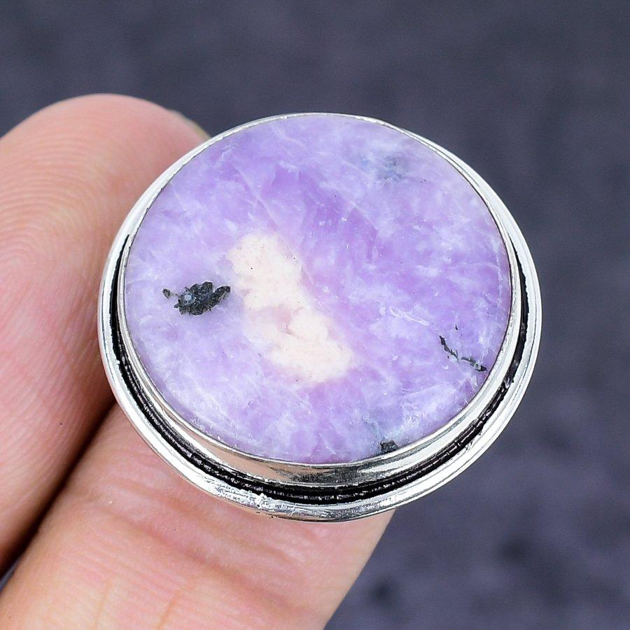 Lepidolite Gemstone Handmade 925 Sterling Silver Jewelry Ring Size 6.5 D8i48