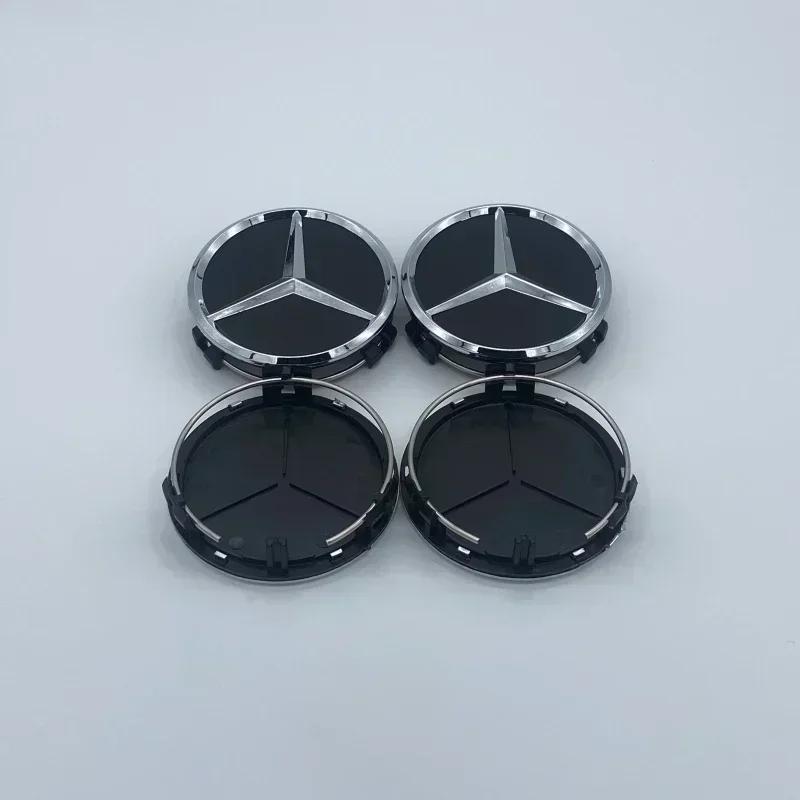 4Pcs 75MM/60MM Car Tire Wheel Center Hub Cap Covers For Mercedes Benz Badge Emblem Rim Cover Auto Style Decorate Accessories