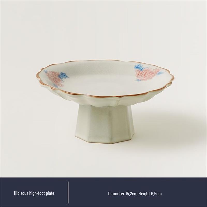 Ru Kiln Hibiscus Ceramic Fruit Plate