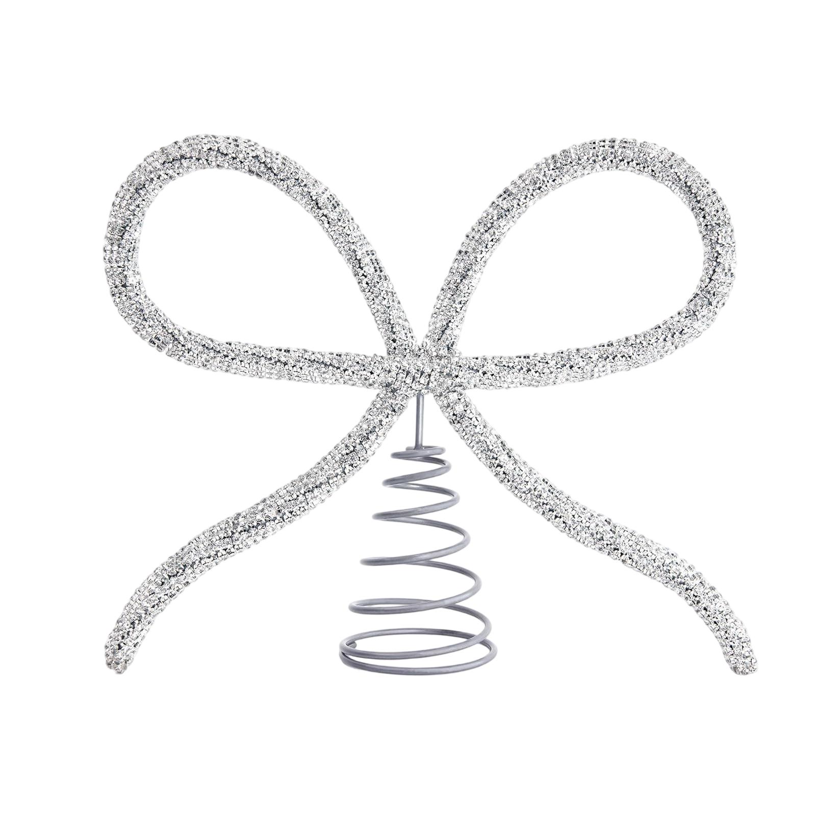 

Верхушка для рождественской елки в виде банта со стразами One Size серебряный