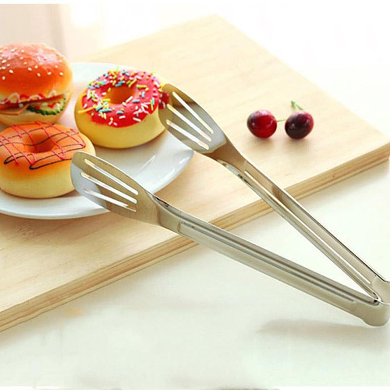 Kitchen Tongs Stainless Steel Barbecue Fork Pliers Cake Sandwich Bread Steak Tongs Practical Kitchen Cooking Supplies