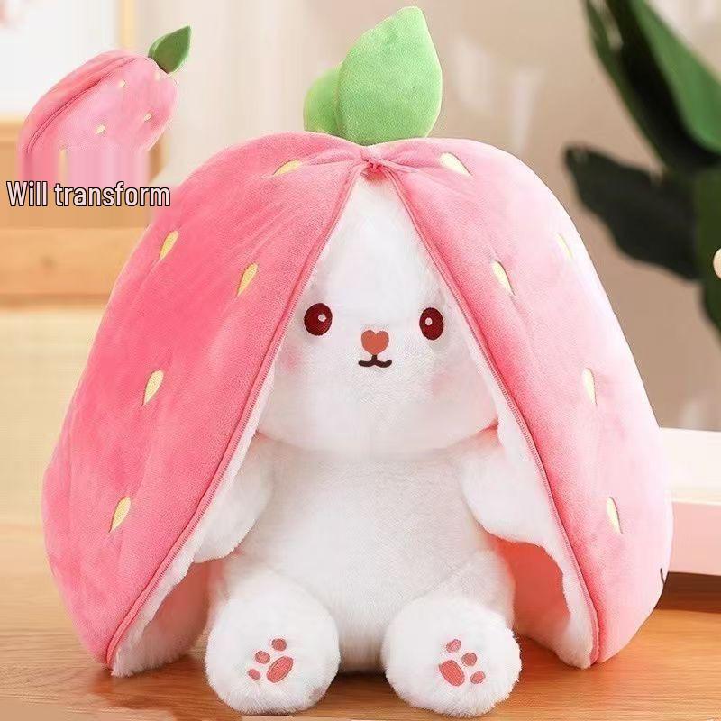 Strawberry Rabbit Carrot Plush Doll Pillow - Children's Gift
