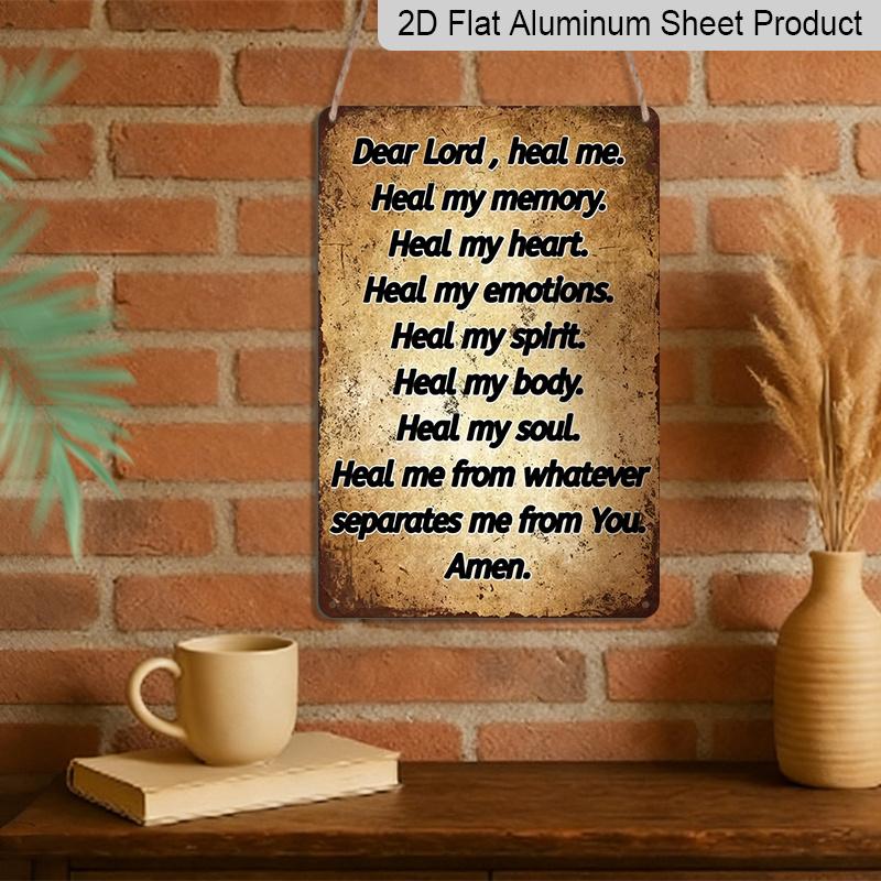2D Flat, Decorative Sign Vintage "Dear Lord" Rustic Aluminum Wall Art Sign- Inspirational Religious Prayer Plaque Home, Office, Church, Kitchen